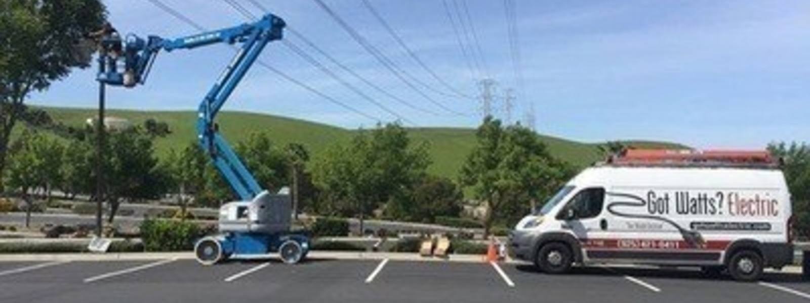 Parking Lot Lighting: We have a boom lift!