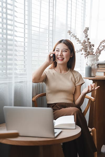 woman talking on phone